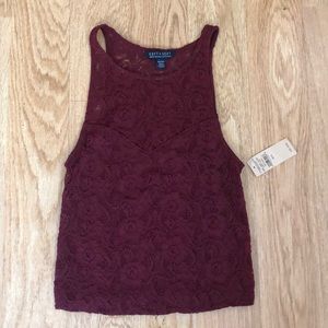Burgundy lace crop top